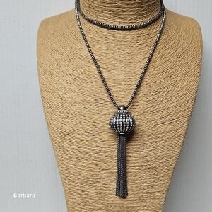 Vintage Lia Sophia Moroccan-style Crystal Ball and Chain Tassel Necklace